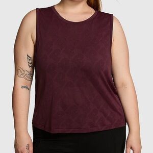 NWT VICTORIA'S SECRET PINK SEAMLESS DRAPEY MUSCLE TANK BURGUNDY SIZE XS